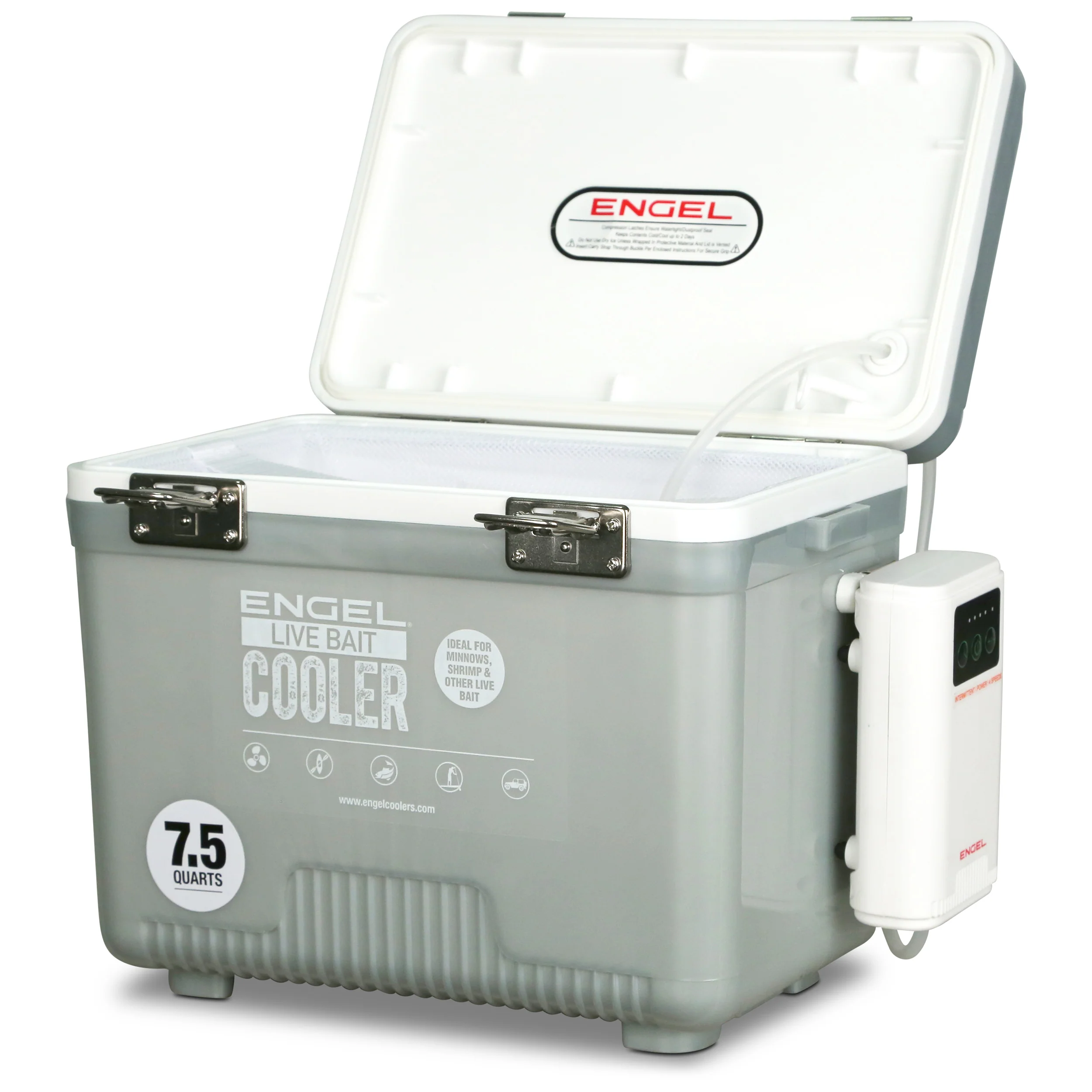 Engel 7.5Qt Live bait Pro Cooler with AP3 Rechargeable Aerator & Stainless Hardware - Image 29