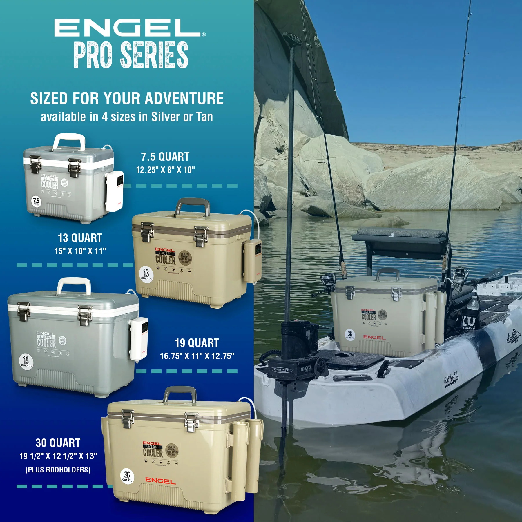 Engel 7.5Qt Live bait Pro Cooler with AP3 Rechargeable Aerator & Stainless Hardware - Image 4