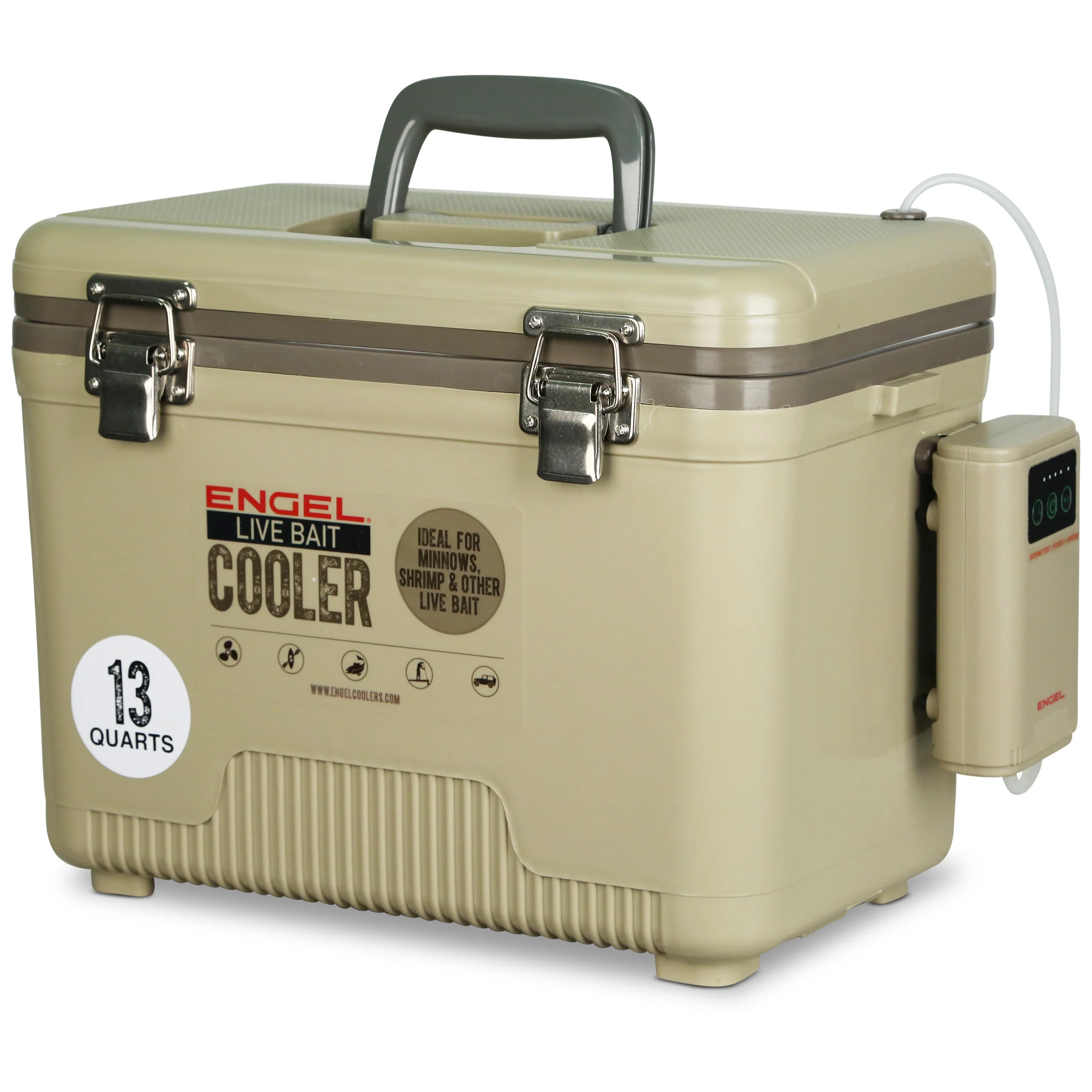 Engel 13Qt Live bait Pro Cooler with AP3 Rechargeable Aerator & Stainless Hardware - Image 10