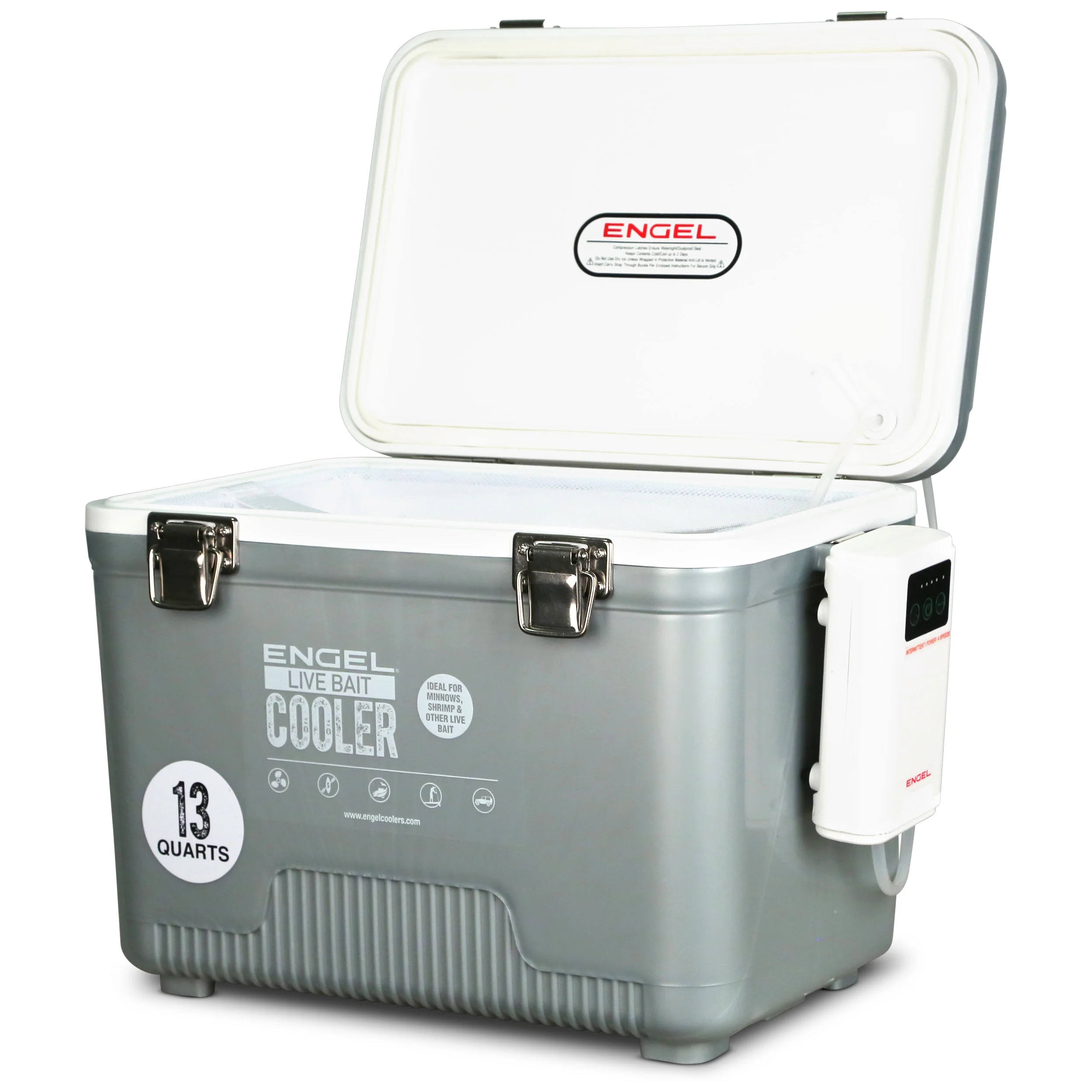Engel 13Qt Live bait Pro Cooler with AP3 Rechargeable Aerator & Stainless Hardware - Image 15