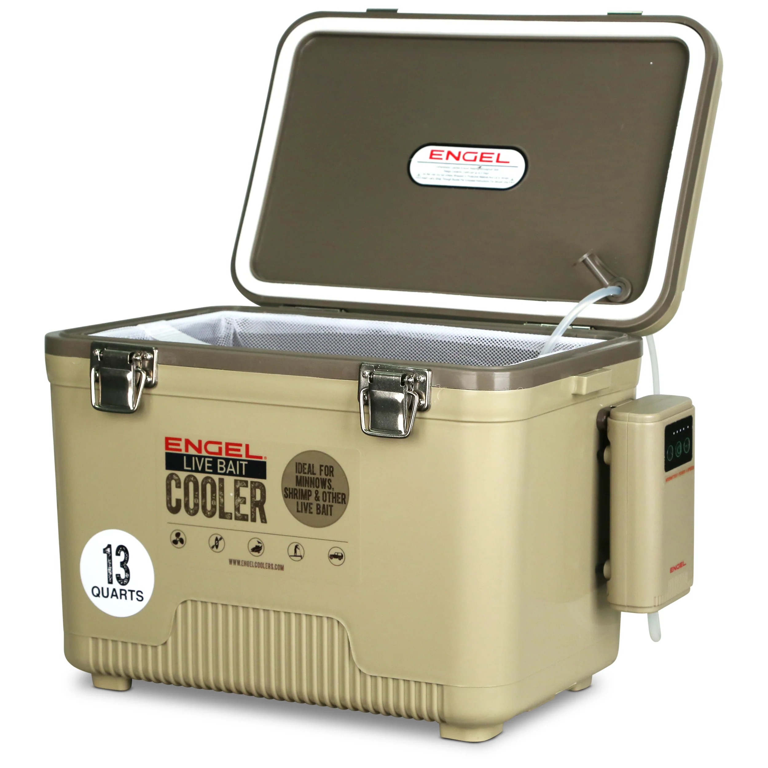 Engel 13Qt Live bait Pro Cooler with AP3 Rechargeable Aerator & Stainless Hardware - Image 16