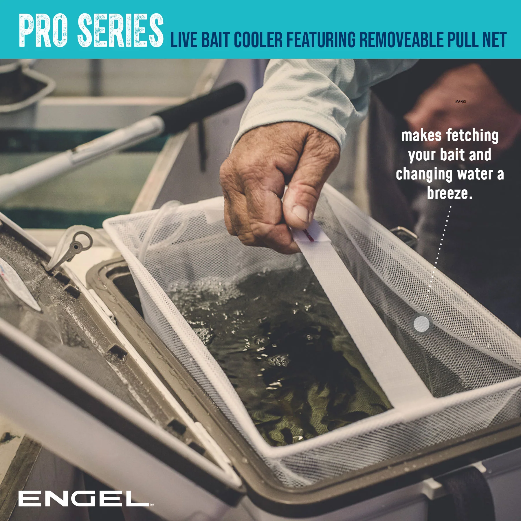 Engel 13Qt Live bait Pro Cooler with AP3 Rechargeable Aerator & Stainless Hardware - Image 8