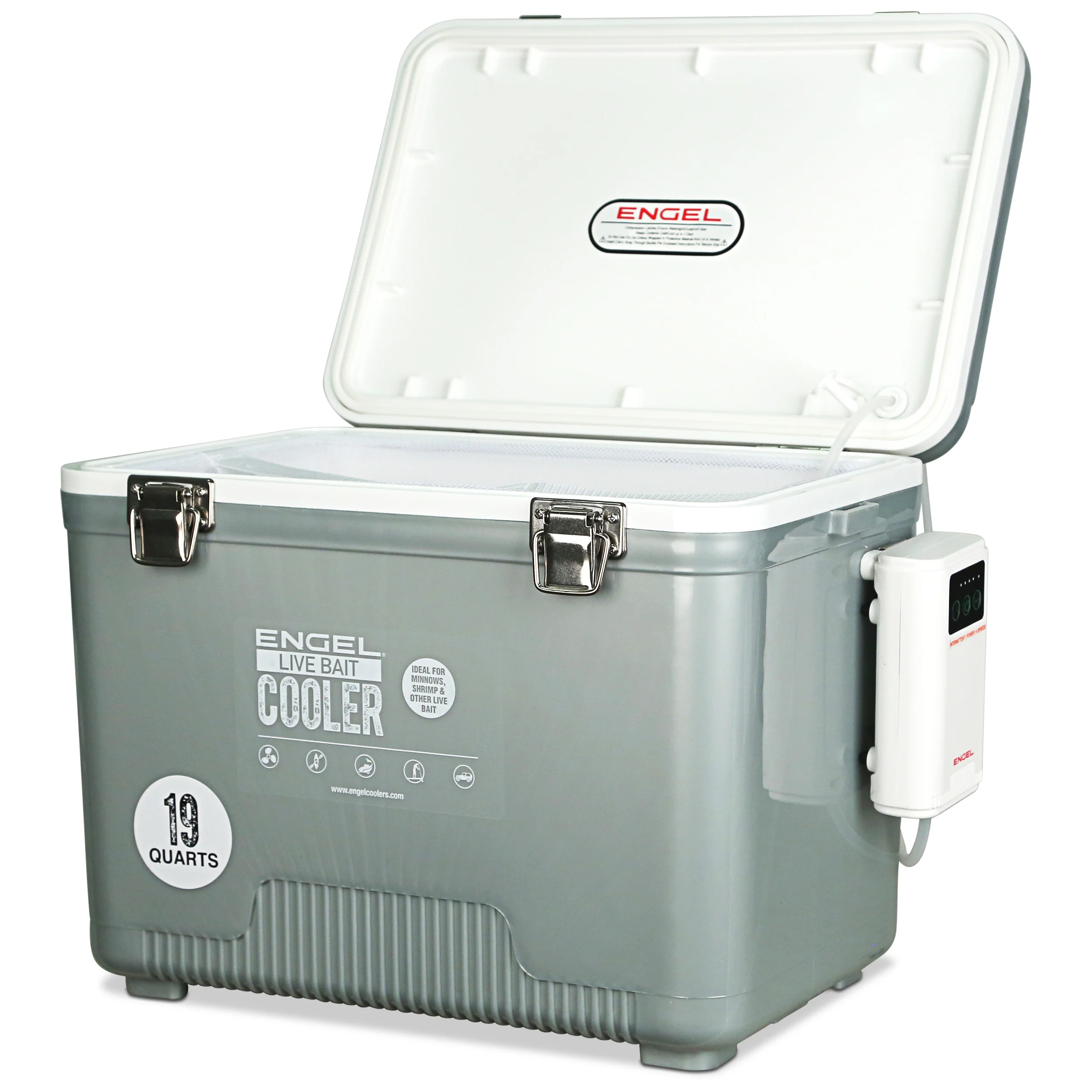 Engel 19Qt Live bait Pro Cooler with AP3 Rechargeable Aerator & Stainless Hardware - Image 17