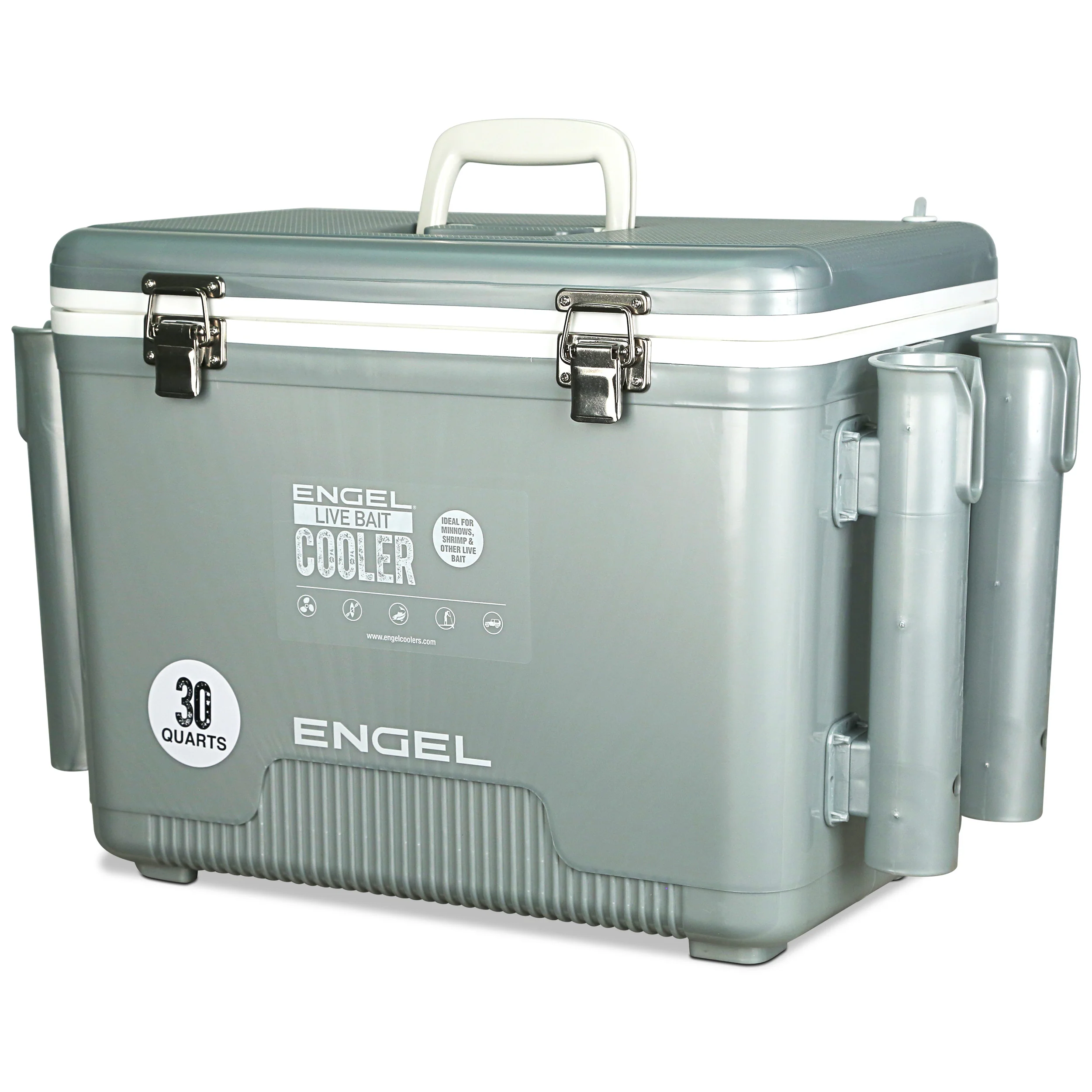 Engel 30Qt Live bait Pro Cooler with AP4 XL Rechargeable Aerator, Rod Holders & Stainless Hardware - Image 21