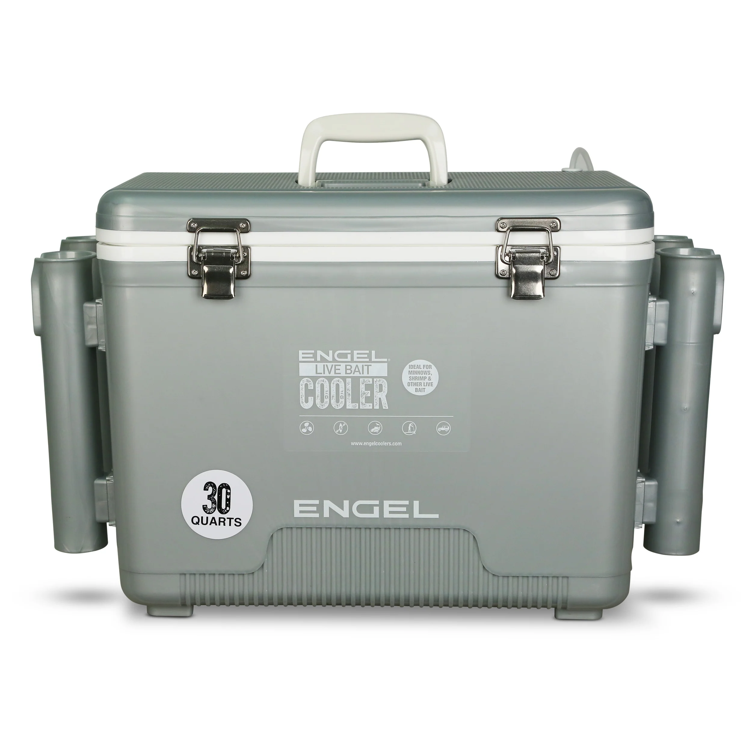 Engel 30Qt Live bait Pro Cooler with AP4 XL Rechargeable Aerator, Rod Holders & Stainless Hardware - Image 9