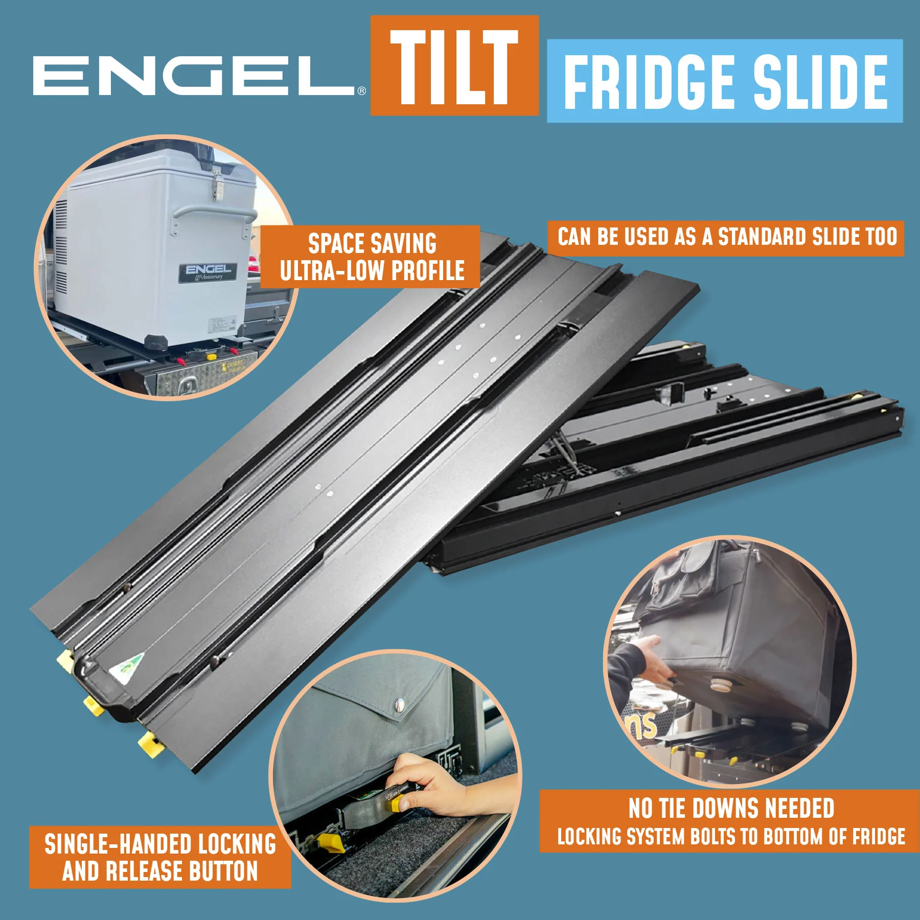 Engel Low-Profile Front-Pull Tilt Fridge Slide - Image 2